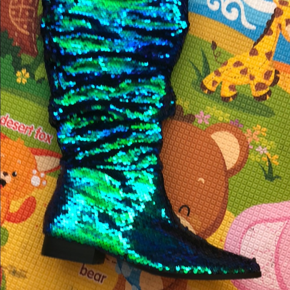 Mermaid sequin slouchy cowboy knee high boot - Picture 5 of 6